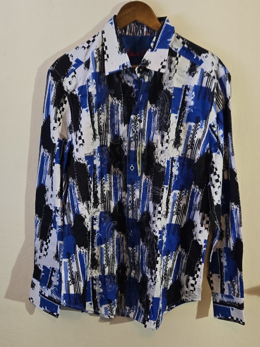 Robert Graham Men's Abstract Brushstroke Button-Down Shirt - Blue, Black & White